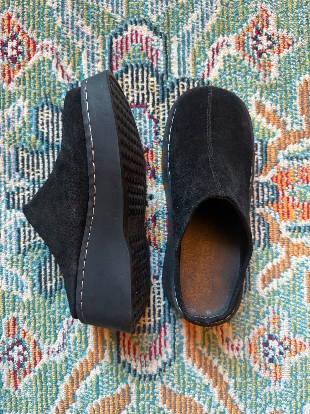 UNIF Lurk Platform Mules in Black Suede Slip On Y2K